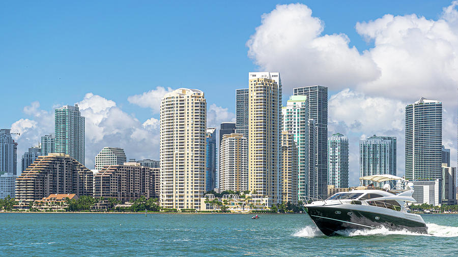 Motorboat on the Miami coast Photograph by Luis GA - Lugamor