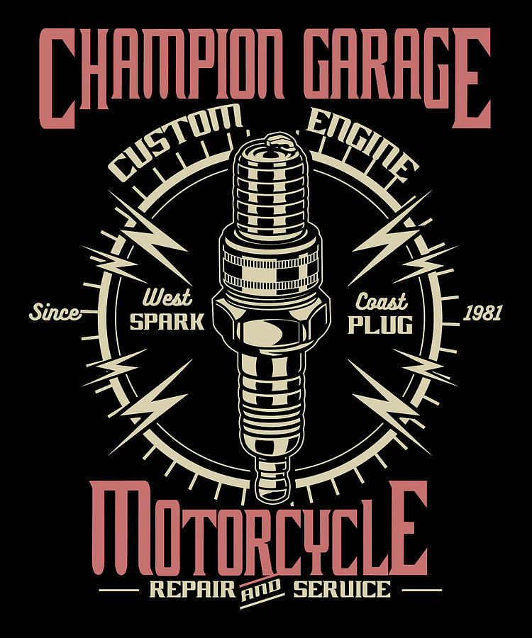 Vintage Digital Art - Motorcycle Champion Garage by Long Shot