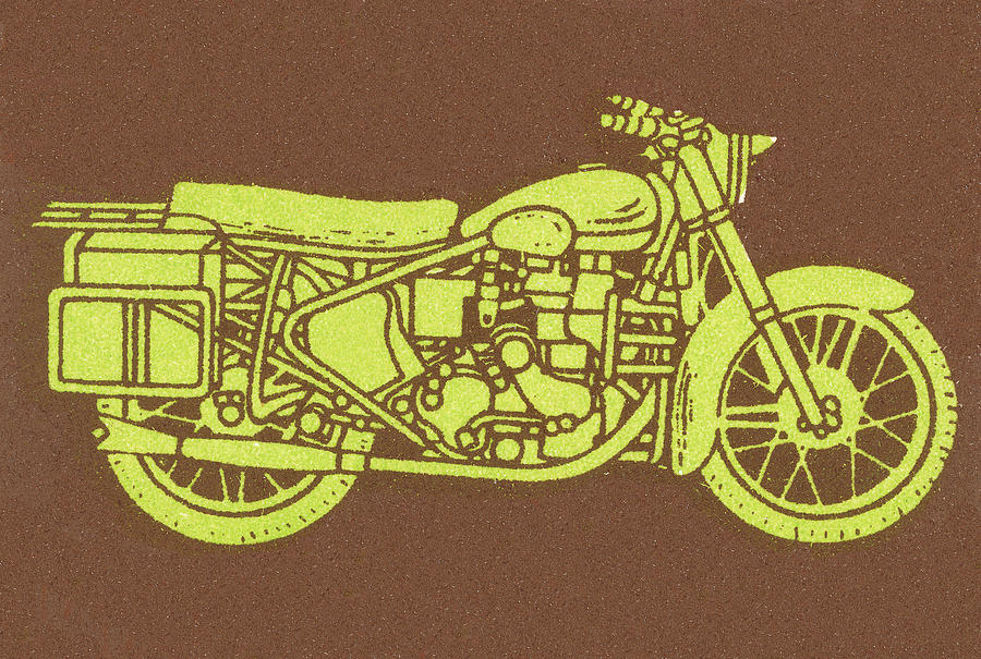 Transportation Drawing - Motorcycle by CSA Images