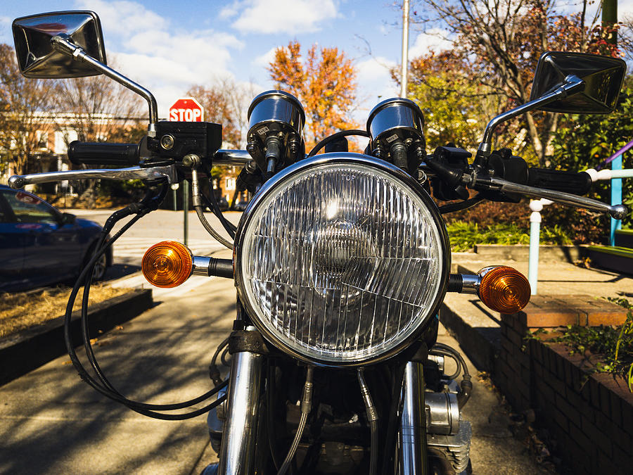 Street Photograph - Motorcycle Headlight by Joshua Leeman