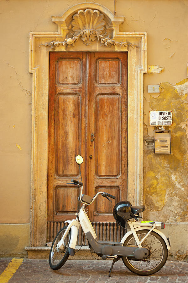 Motorcycle Parked In Front Of Wooden Photograph by Caracterdesign Motorcycle Parked In Front Of Wooden Photograph by Caracterdesign