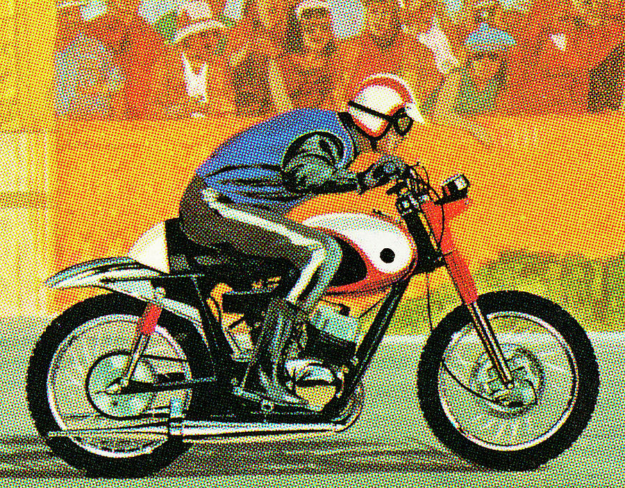 Transportation Drawing - Motorcycle Racing by CSA Images