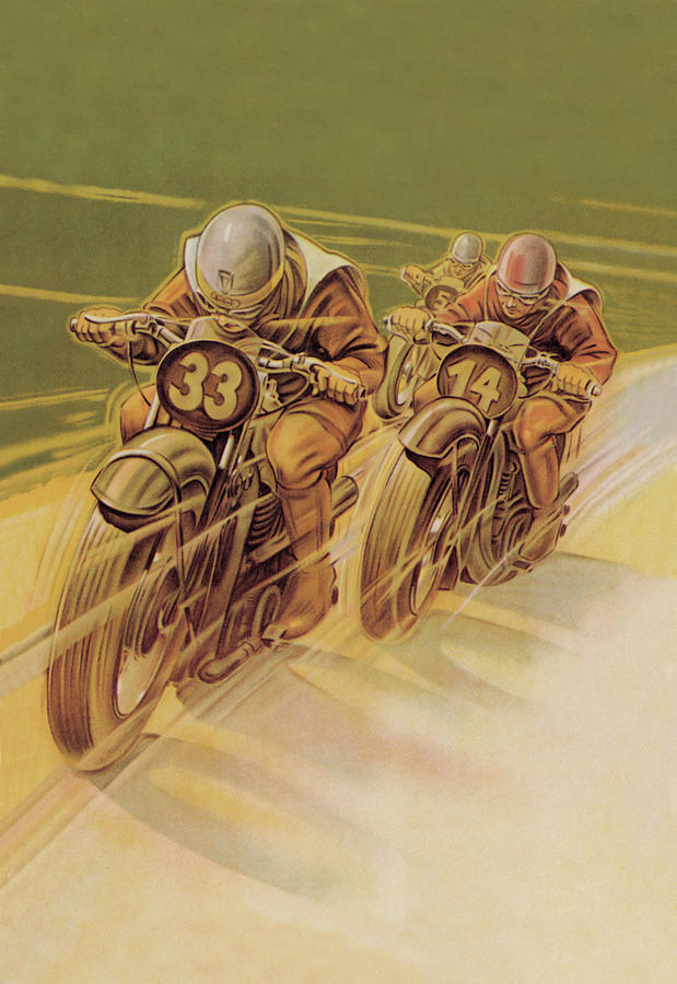 Motorcycle Racing Painting by Klokein