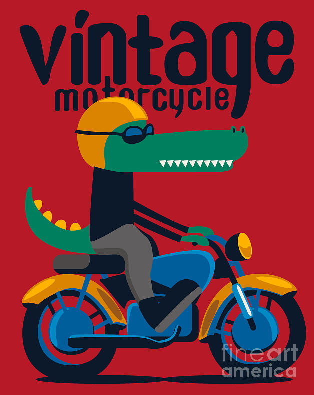 Alligator Digital Art - Motorcycle, Rider, Crocodile Vector by Braingraph Alligator Digital Art - Motorcycle, Rider, Crocodile Vector by Braingraph
