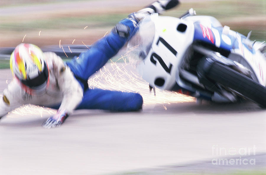 Motorcycle Roadracer Crashing Photograph by William Sallaz