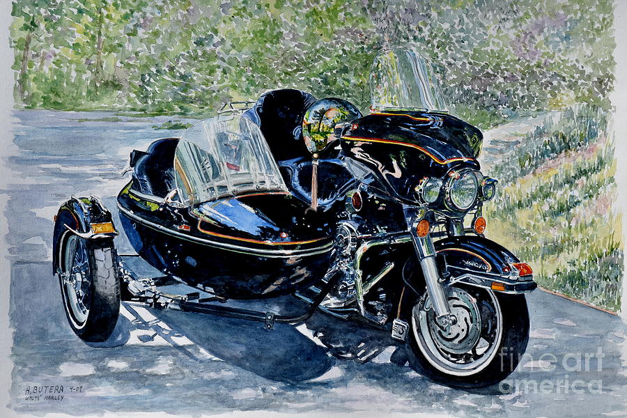 Motorcycle With Sidecar, 2009 Painting by Anthony Butera