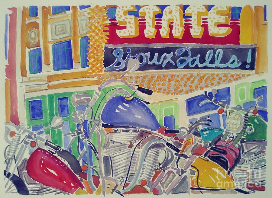 Motorcycles at the State Painting by Rodger Ellingson