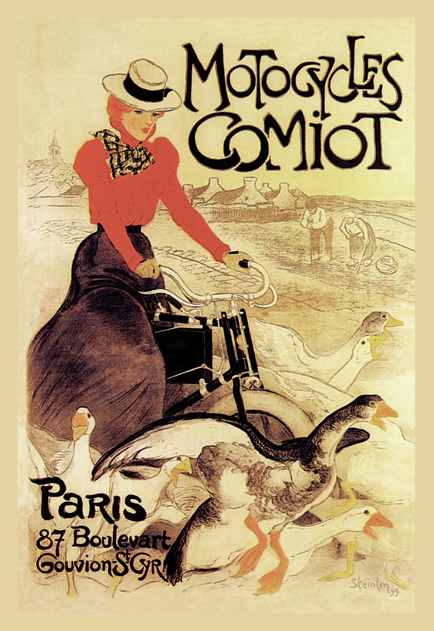 Motorcycles Comiot Painting by Theophile Alexandre Steinlen