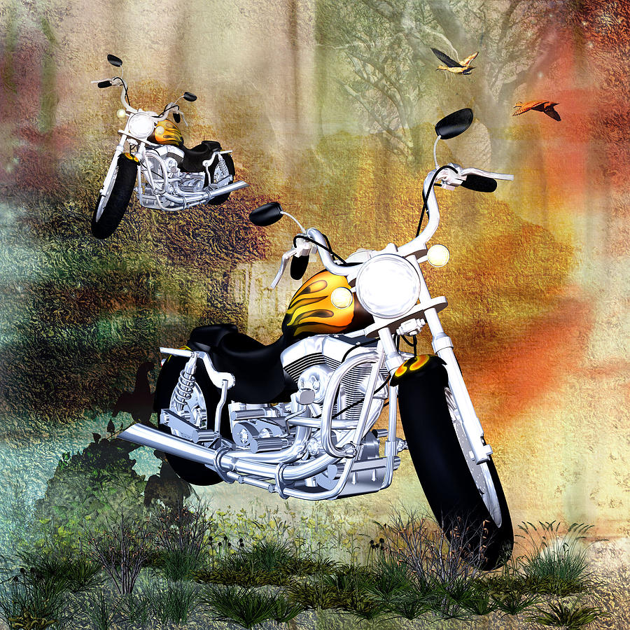 Motorcycles Mixed Media by Elaine Manley