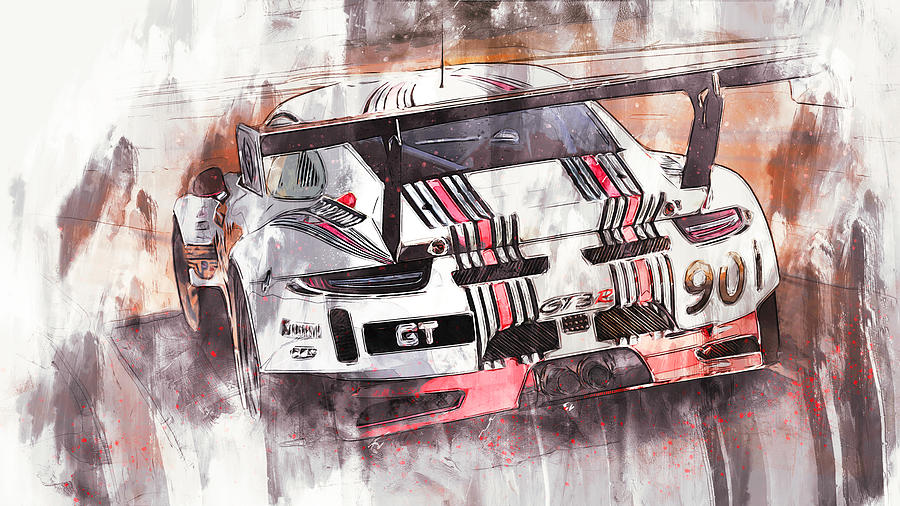 Martini Painting - Porsche GT3 Martini Racing Livery - 21 by AM FineArtPrints