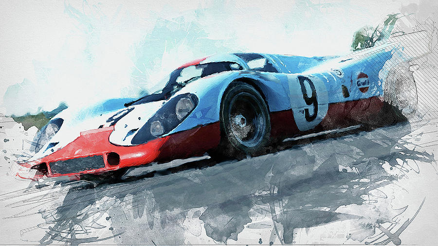 Sports Painting - Porsche 917k - 01 by AM FineArtPrints
