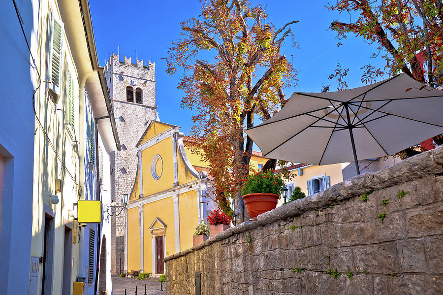Motovun. Old cobbled street and church in historic town of Motov Photograph by Brch Photography