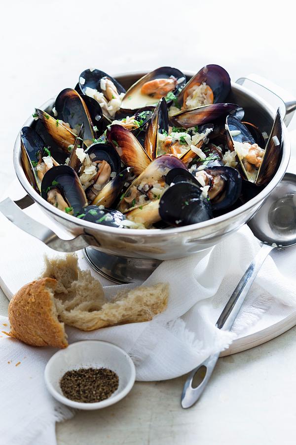 Moules A La Mariniere mussels In White Wine, France Photograph by Andrew Young