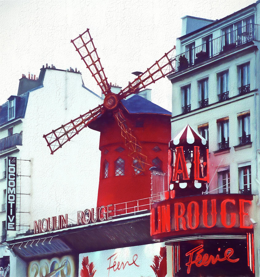 Moulin Rouge Paris 2001 Painterly Photograph by Mary Bedy