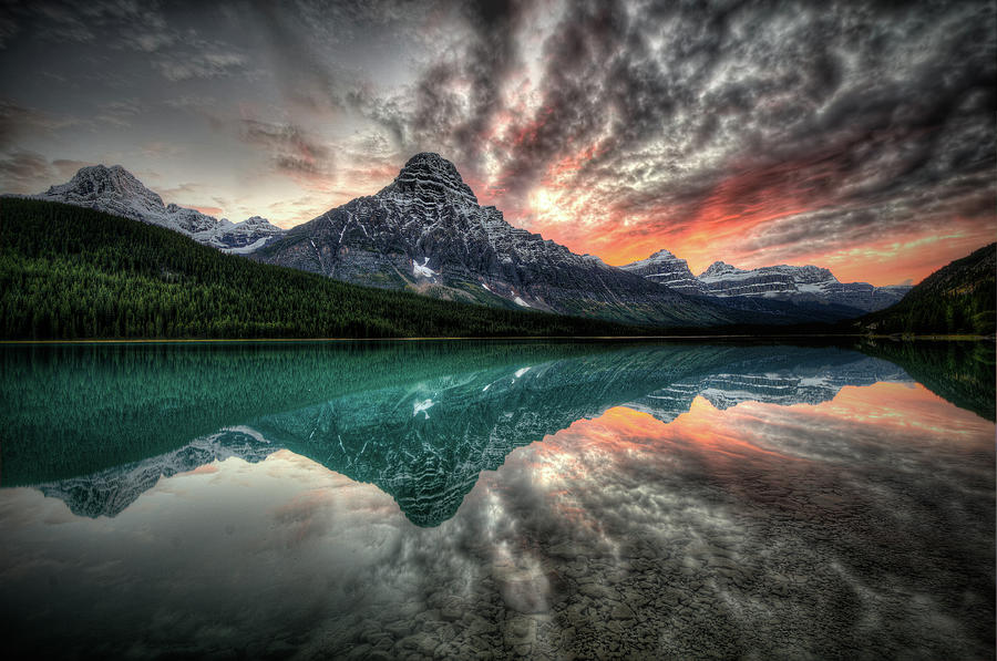 Mount Chephren Reflection Onto by Howard Kilgour