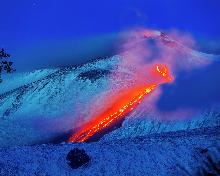 Mount Etna Magma, Sicily, Italy Digital Art by Alessandro Saffo