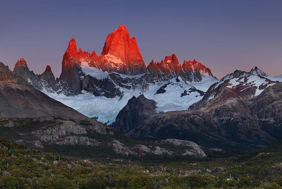 Landscape Photograph - Mount Fitz Roy, Alpenglow, First Rays by DPK-Photo