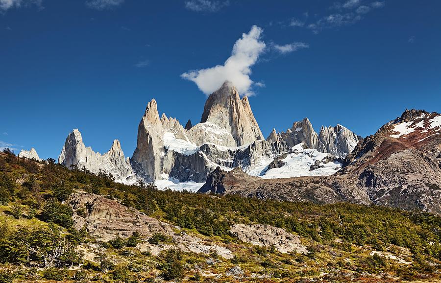 Mountain Photograph - Mount Fitz Roy, Patagonia, Argentina by DPK-Photo