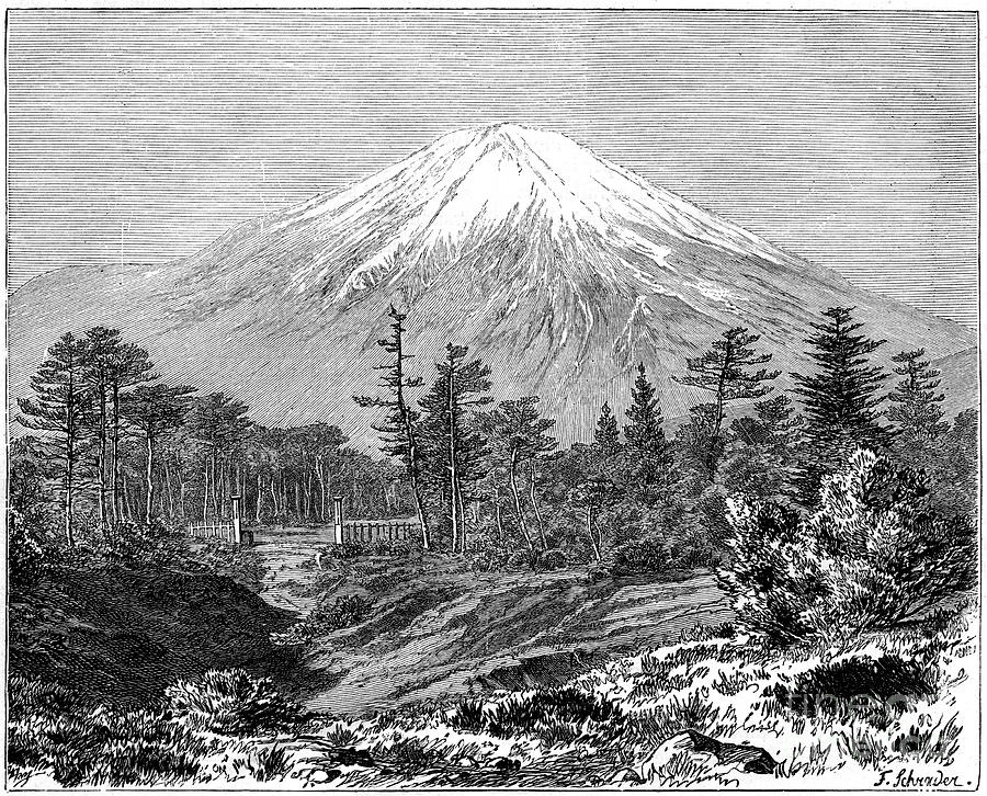 Mount Fuji, Japan, 19th Century. Artist Drawing by Print Collector