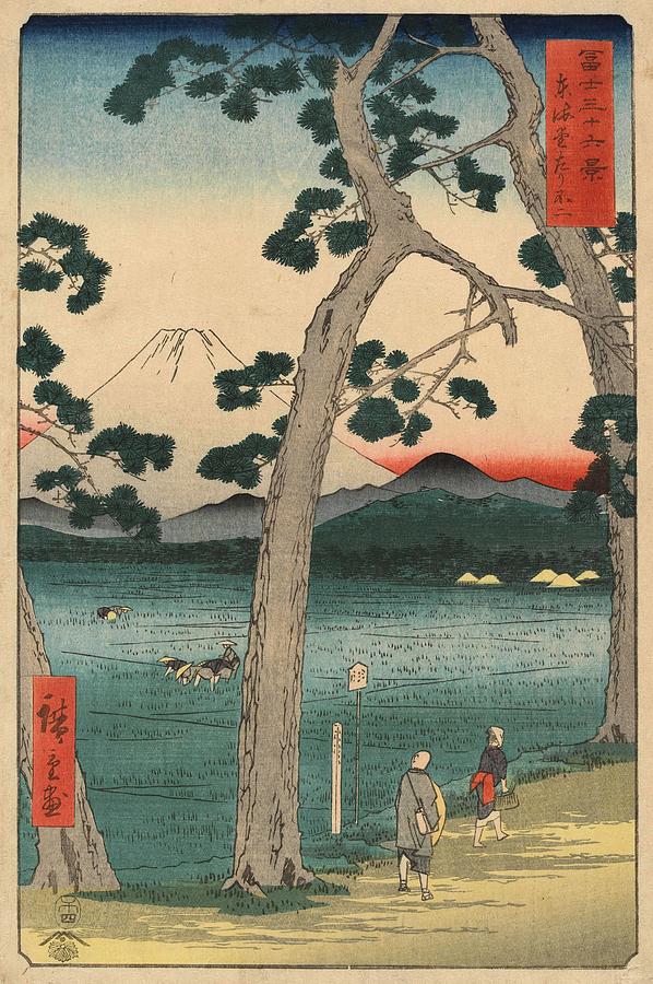 Mount Fuji to the Left of the Tokaido, from the series Thirty-Six Views of Mount Fuji. Painting by Utagawa Hiroshige