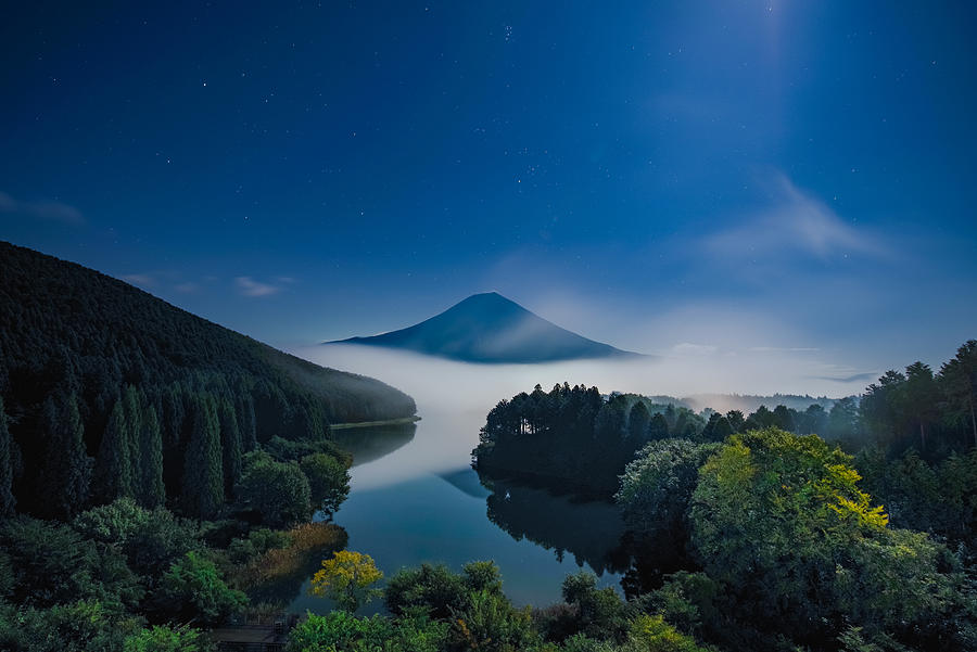Mount Fuji Under The Moonlight Photograph by Yutaka Kurahashi