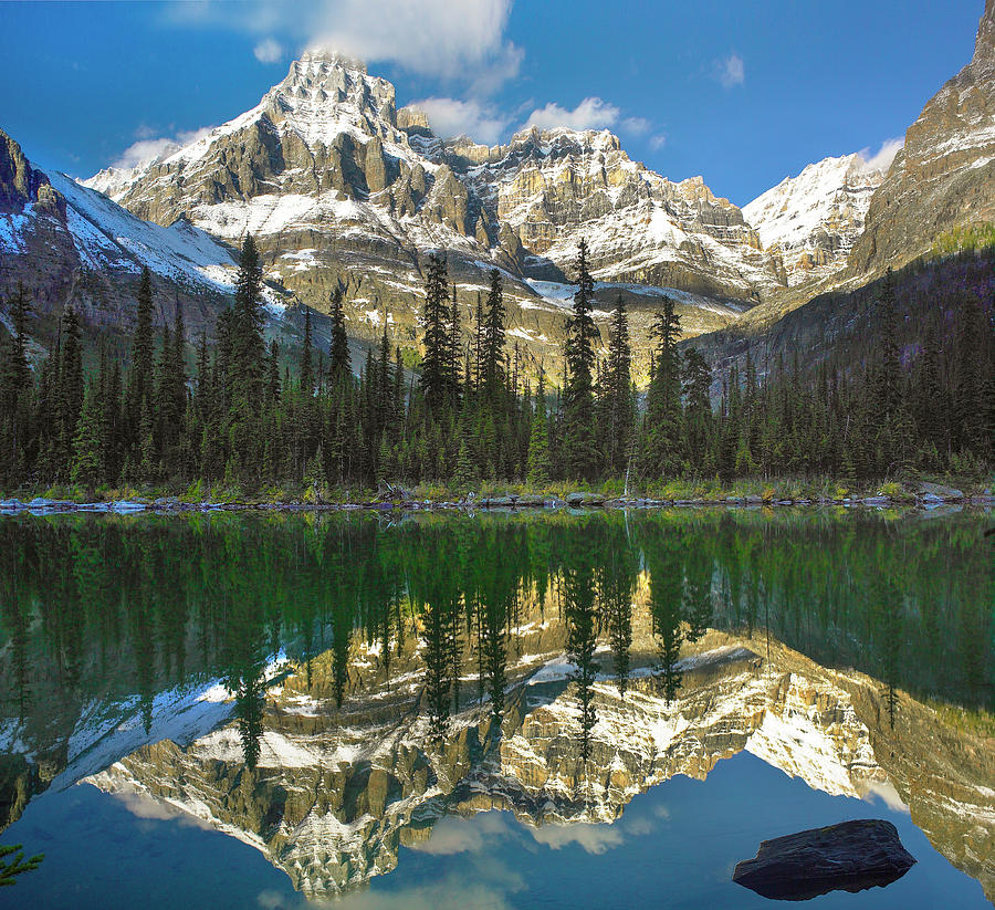 Mount Huber Reflected In Lake, Yoho National Park, British Columbia Photograph by Tim Fitzharris