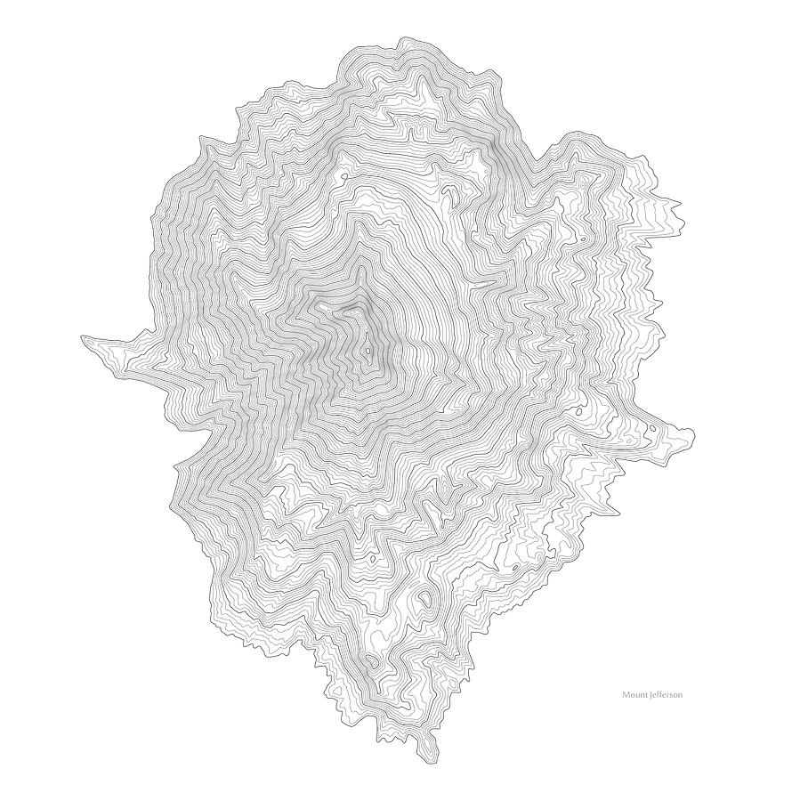 Mount Jefferson Contour in Black Digital Art by Jurq Studio - Fine Art ...