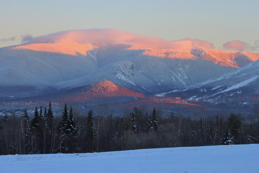 Mount Lafayette Winter Alpenglow Photograph by John Burk