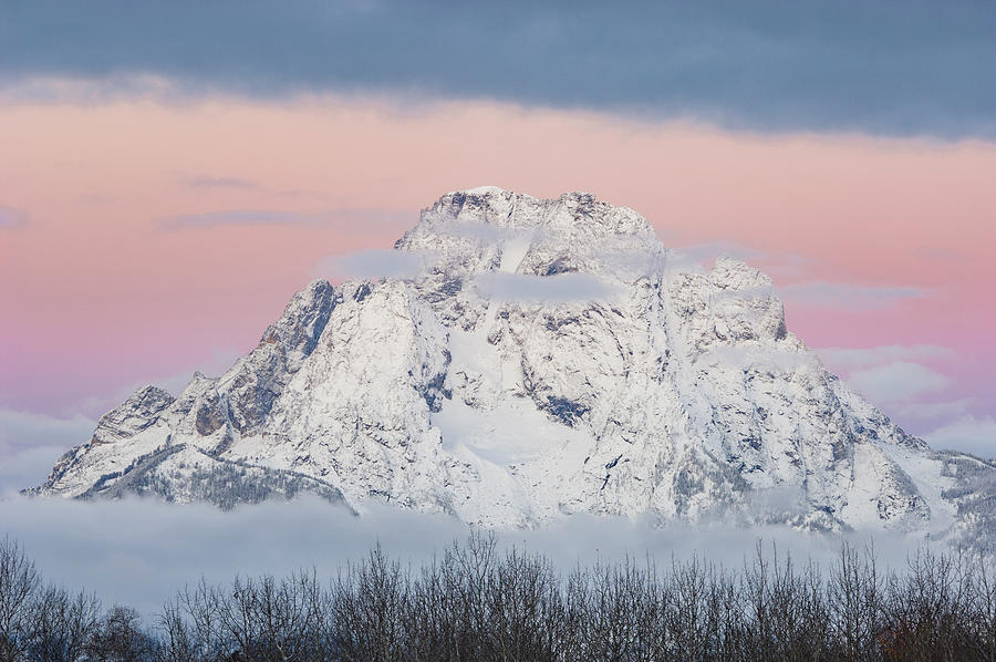 Mount Moran In The Mist Photograph by Jeff Foott