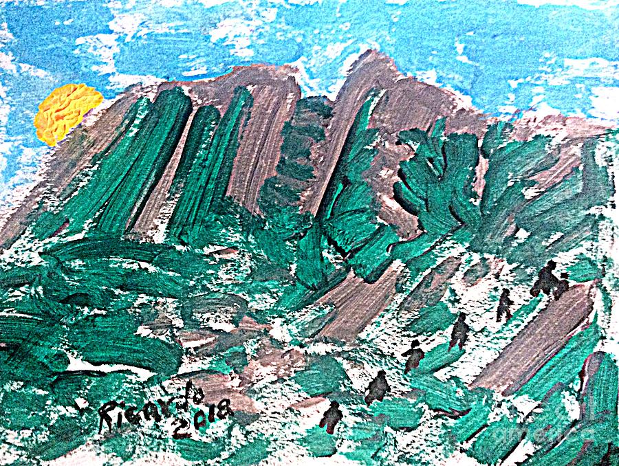 Mount Olympus Salt Lake City seven morning sunrise climb Painting by Richard W Linford