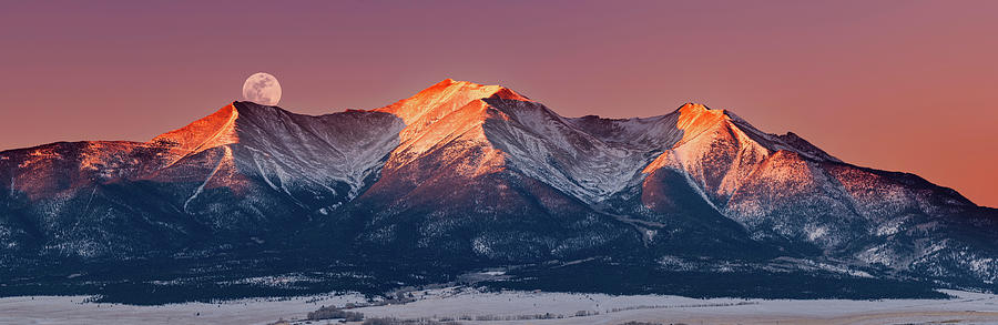 Landscape Photograph - Mount Princeton Moonset At Sunrise by Darren White Photography