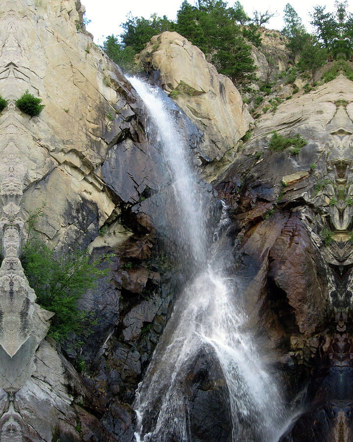 Mount Princeton Waterfall Splits with Twisted Edges Digital Art by Julia L Wright