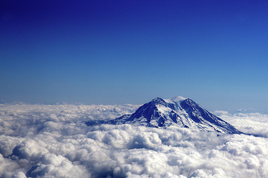 Mount Rainier Aerial Above The Clouds Photograph by Joel Guay/shodanphotos