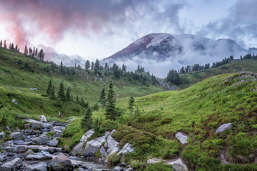 Mount Rainier and Edith Creek at Sunset by Belinda Greb Mount Rainier and Edith Creek at Sunset by Belinda Greb