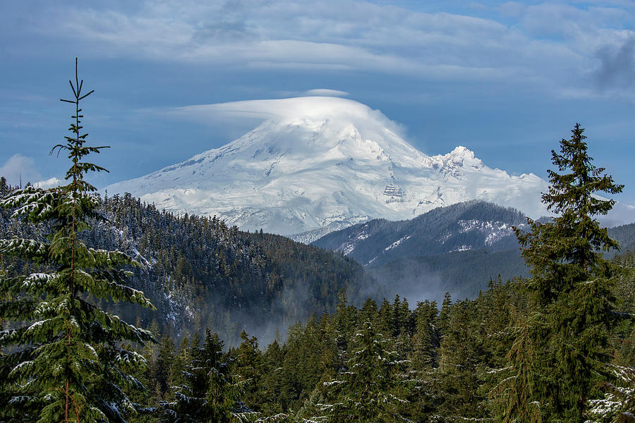 Mount Rainier in the clouds 2 Photograph by Lynn Hopwood