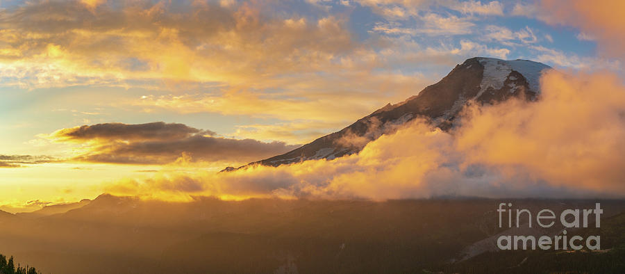Mount Rainier Photography Sunset Clouds Panorama Photograph