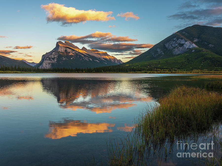Mount Rundle Sunset in Vermillion Lakes Photograph by Mike Reid