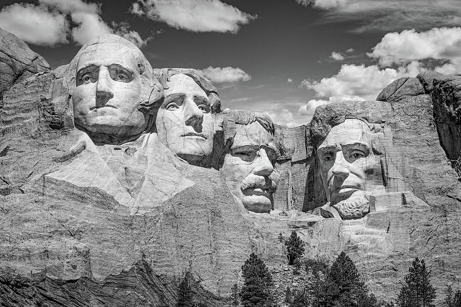Mount Rushmore Black And White Photograph