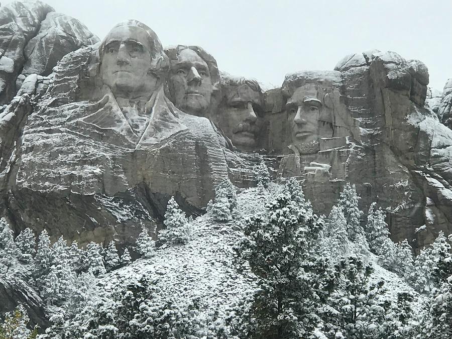 Mount Rushmore in Snow Photograph by Caroline Stella