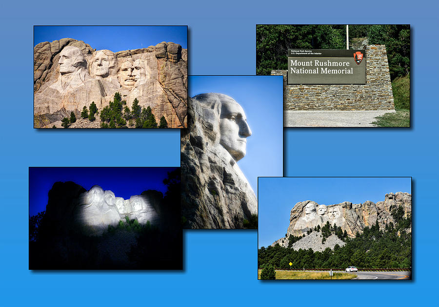 Rushmore Photograph - Mount Rushmore Memorial Park Collage by Thomas Woolworth