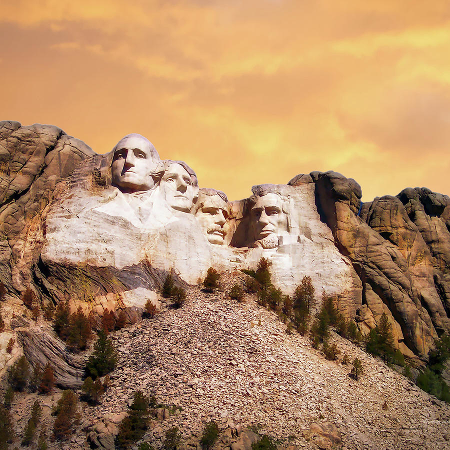 Mount Rushmore South Dakota 02 SQ Format Photograph by Thomas Woolworth
