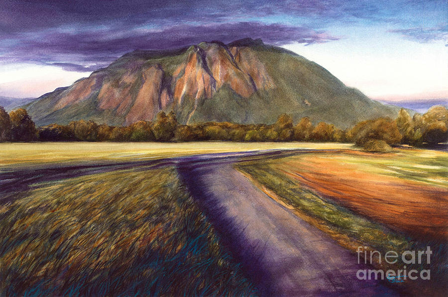 Sunset Painting - Mount Si at Sunset by Jacqueline Tribble