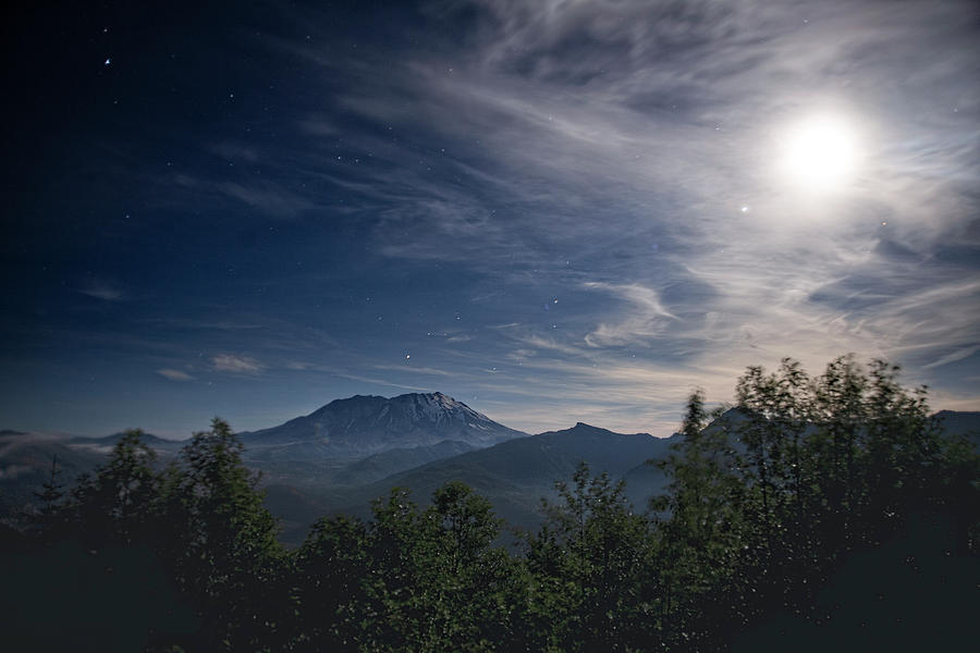 Mount St. Helens Moon Glow Photograph by Jeanette Mahoney