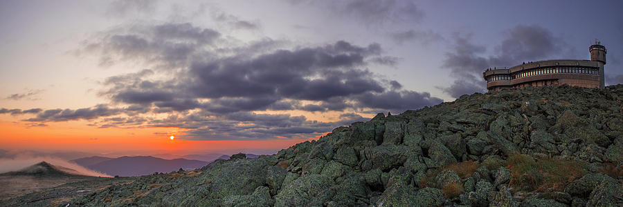 Mount Washington Sunrise Fog Panorama Photograph by White Mountain Images