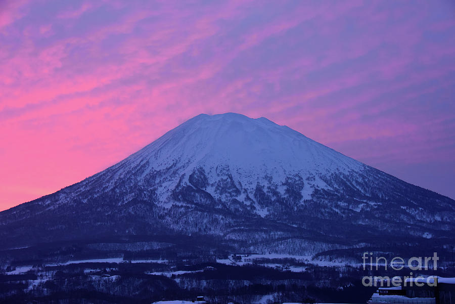 Mount Yotei With A Deep Red Sky At Dawn Photograph by Sergio Amiti