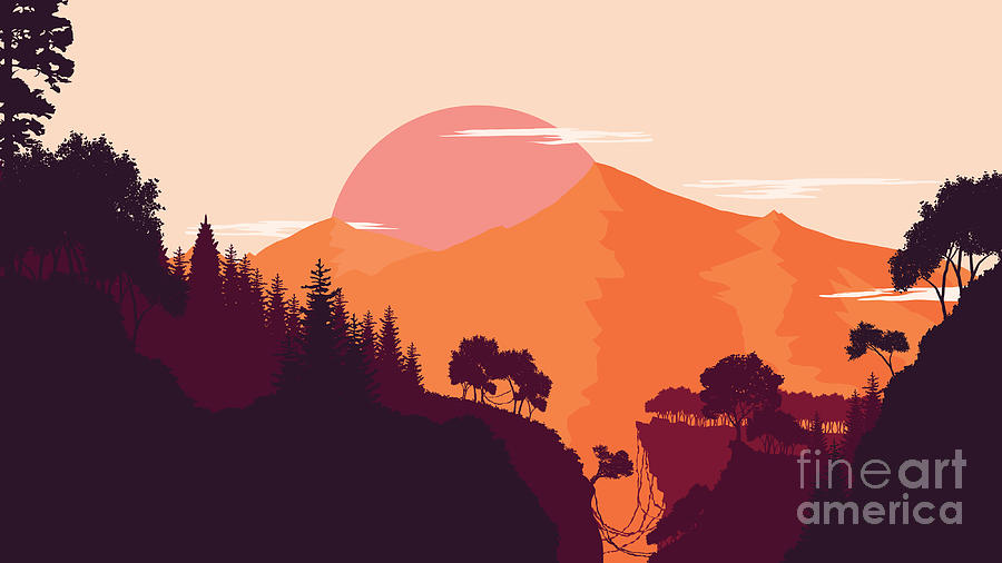 Flare Digital Art - Mountain And Forest Landscape In Day by Miomart Flare Digital Art - Mountain And Forest Landscape In Day by Miomart