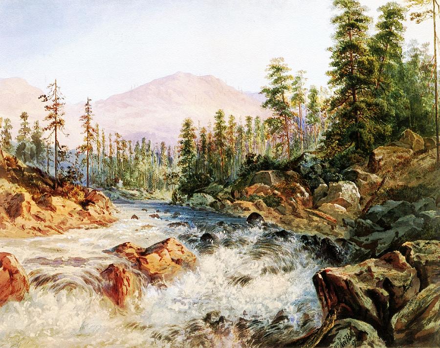Mountain Cascade Near Cisco, California After The Original Artwork By William Keith L B Digital Art