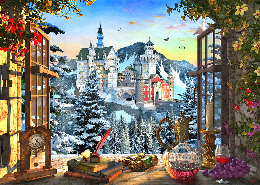 Mountain Castle Painting by MGL Meiklejohn Graphics Licensing