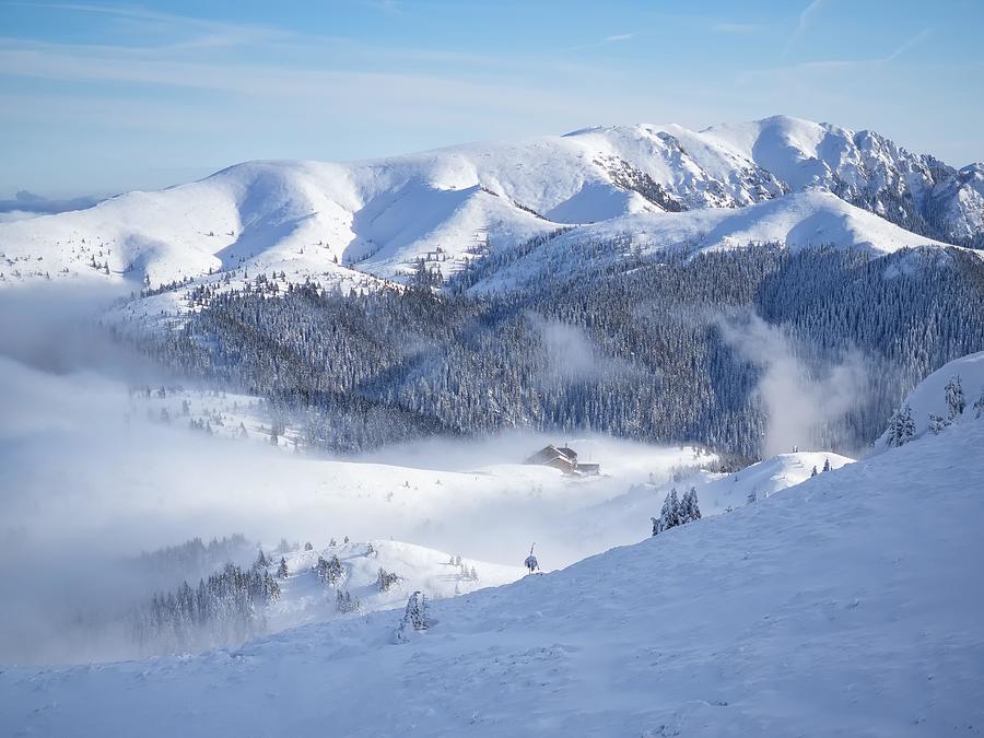 Winter Photograph - Mountain Chalet In Winter Landscape by Daniel Chetroni