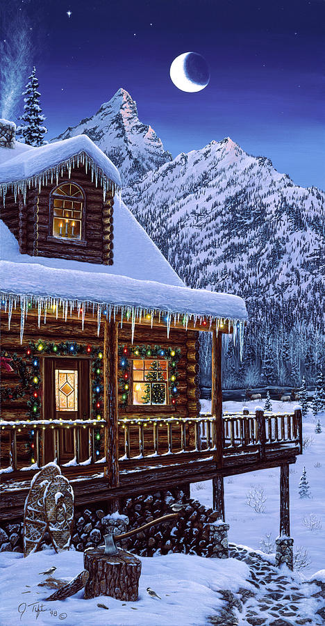 Mountain Home Christmas Painting by Jeff Tift